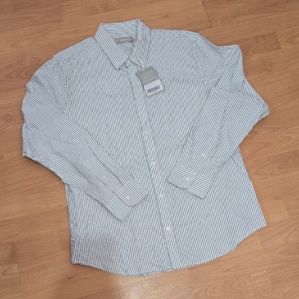 Everlane Men's Casual Striped Shirt - Black and White